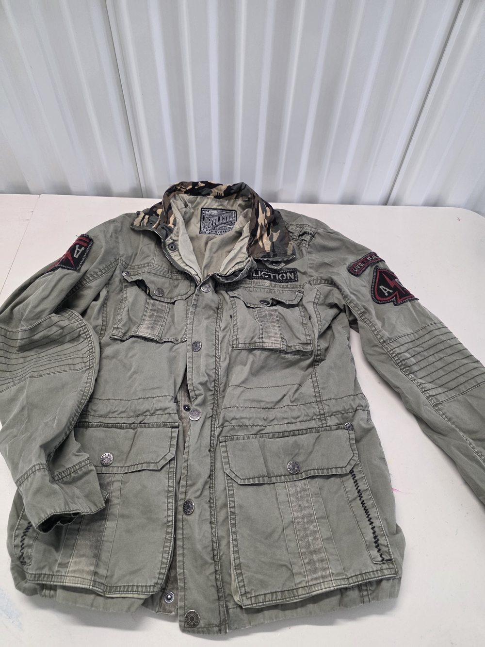 Affliction Gray Premium American Customs big logo Jacket  Men's Size Small